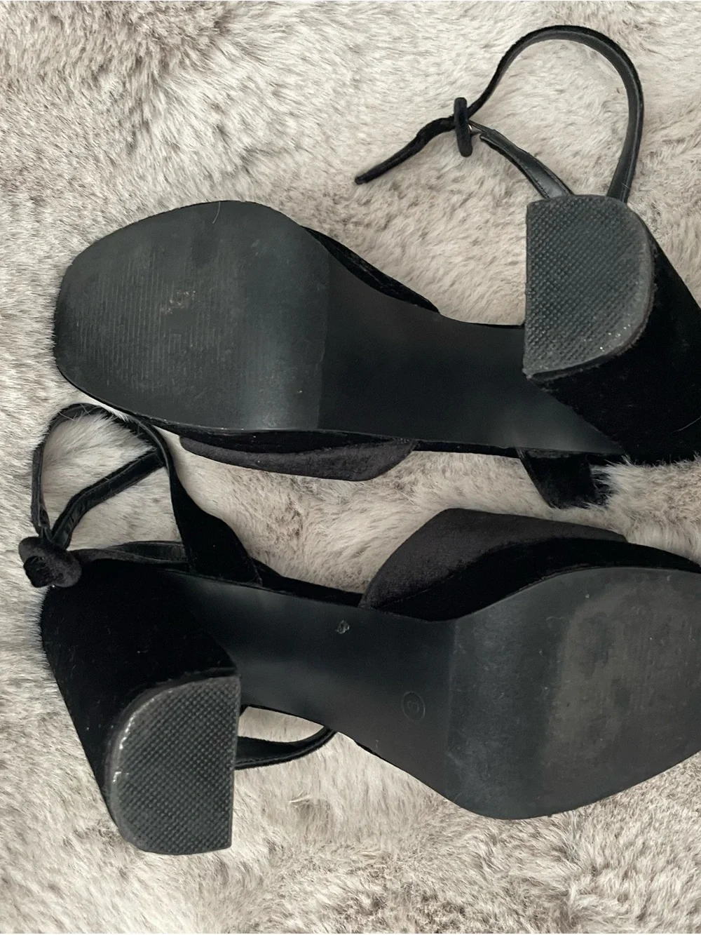Lulu's Black Velvet Platform Block Heels with Ankle Tie size 8 to 9 worn once!